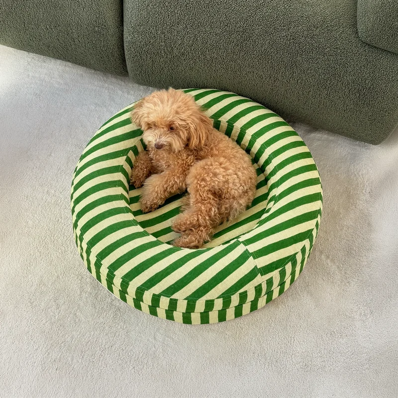 Small BarneyCurl Bed with Linen Cover in Lemongrass