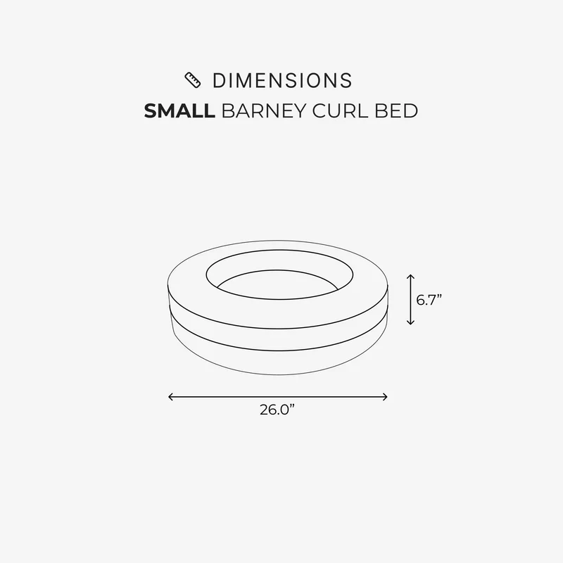Diagram of a Small BarneyCurl Bed: 26.0 inches across and 6.7 inches high