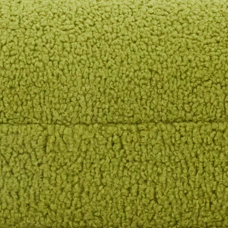 Teddy Cover Curl in Matcha: close-up of the curly moss-green teddy fleece, with a seam across the middle.